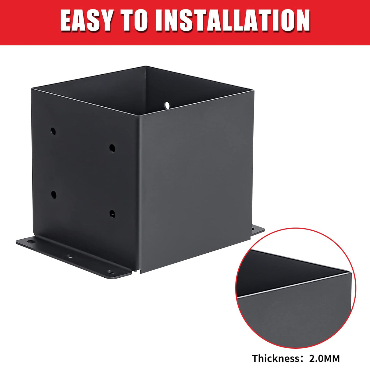 AXWHYS 6x6 Post Base 4 Pcs, (Inner Size 5.6x5.6) Post Brackets Kit, Heavy Duty Black Metal Powder-Coated Post Anchor Outdoor Framing Module Fit for Support Deck Base Plate Pergola Brackets Fence Kit…… AXWHYS