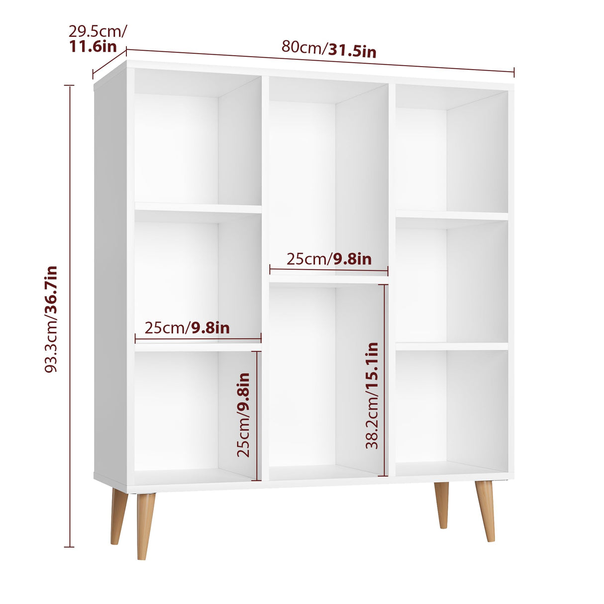 FACBOTALL Modern Minimalist White Bookshelf with 8 Cube Open Shelves for Stylish Storage FACBOTALL
