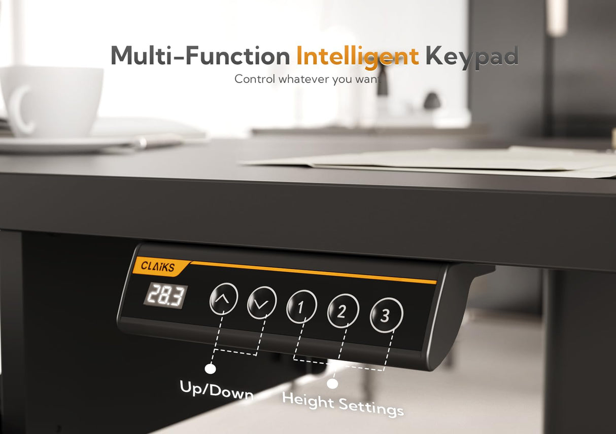 Claiks Standing Desk with Keyboard Tray, Standing Desk Adjustable Height, Raising Desks for Home Office and Computer Workstation, 55 Inches, Black Claiks