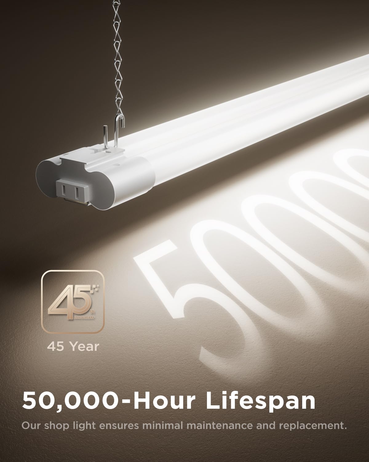 Sunco 6 Pack Linkable LED Utility Shop Light, 4500 LM, 5000K Daylight, 4 FT, 48 Inch Integrated Fixture for Garage, 40W Equivalent 150W, Surface + Suspension Mount, White Sunco Lighting