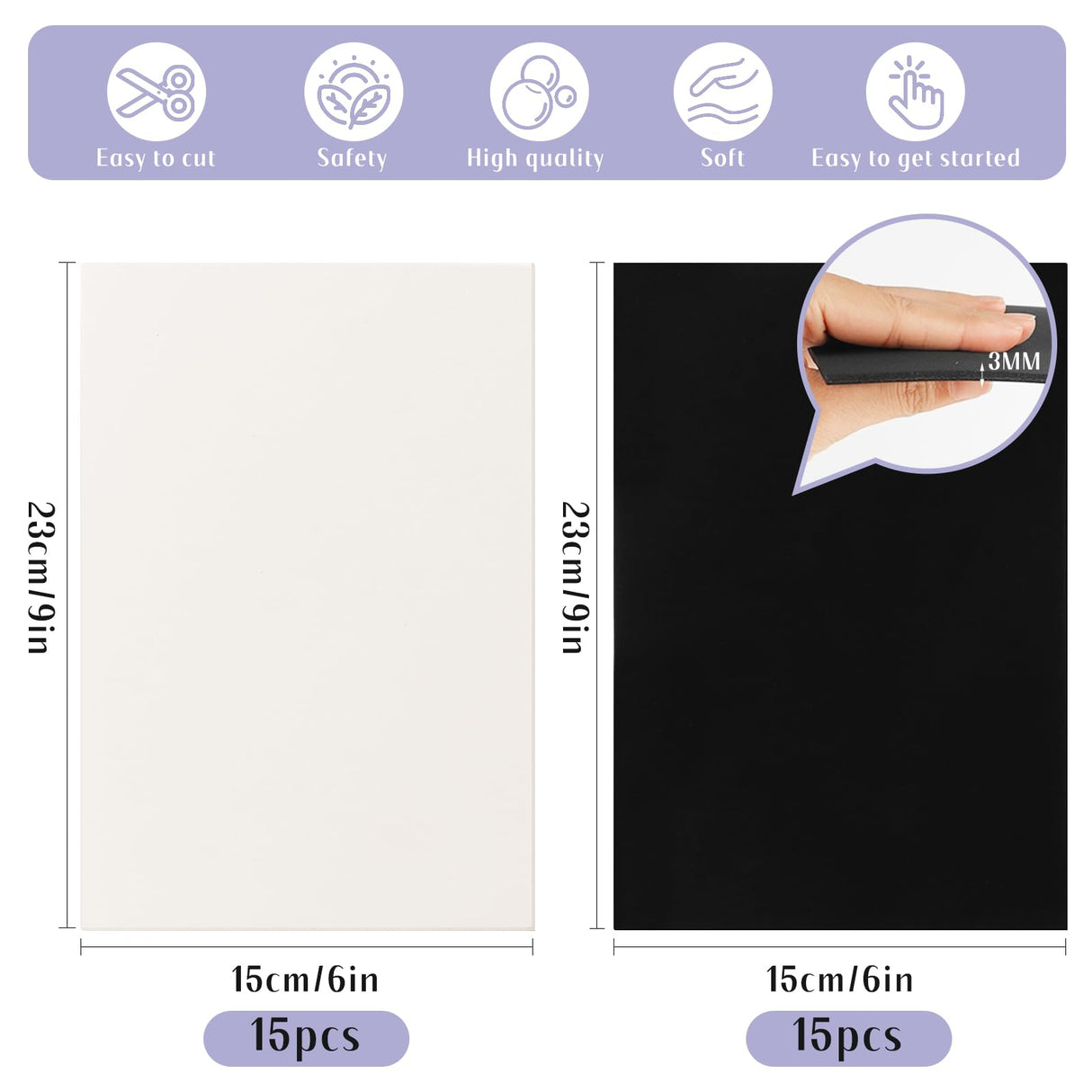 30 Pcs 6×9 Inch 3mm EVA Puffy Foam Sheets – High-Density Embroidery Foam for 3D Crafts, Sewing, Cosplay Costumes, Quilting, Hats & DIY Projects MANOPAWS