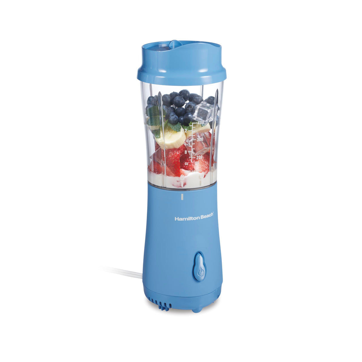 Hamilton Beach Portable Blender for Shakes and Smoothies with 14 Oz BPA Free Travel Cup and Lid, Durable Stainless Steel Blades for Powerful Blending Performance, Tranquil Blue (51172) Hamilton Beach