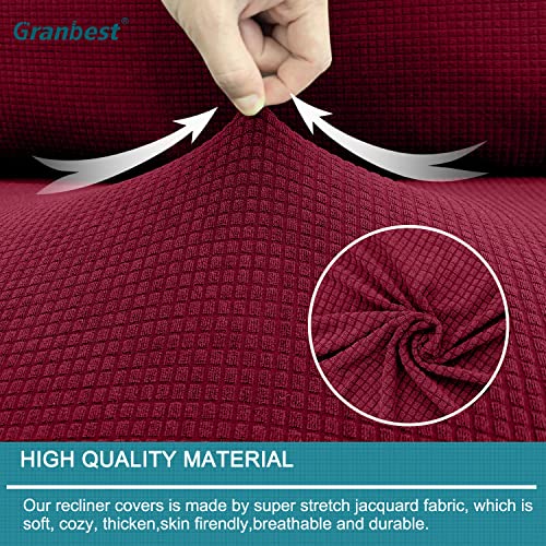Granbest Water Repellent Futon Cover High Stretch Armless Sofa Covers Foldable Sofa Bed Covers Jacquard Futon Slipcover Waterproof Furniture Protector for Kids, Pets (Futon, Wine Red) Granbest