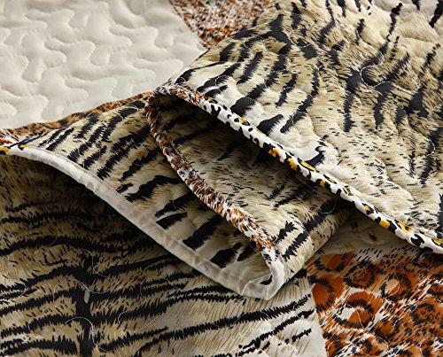 MarCielo 3 Piece Quilted Bedspread Leopard Print Quilt Quilt Set Bedding Throw Blanket Coverlet Animal Print Bedspread Ensemble Cheetah King Oversize(Cal King) MarCielo