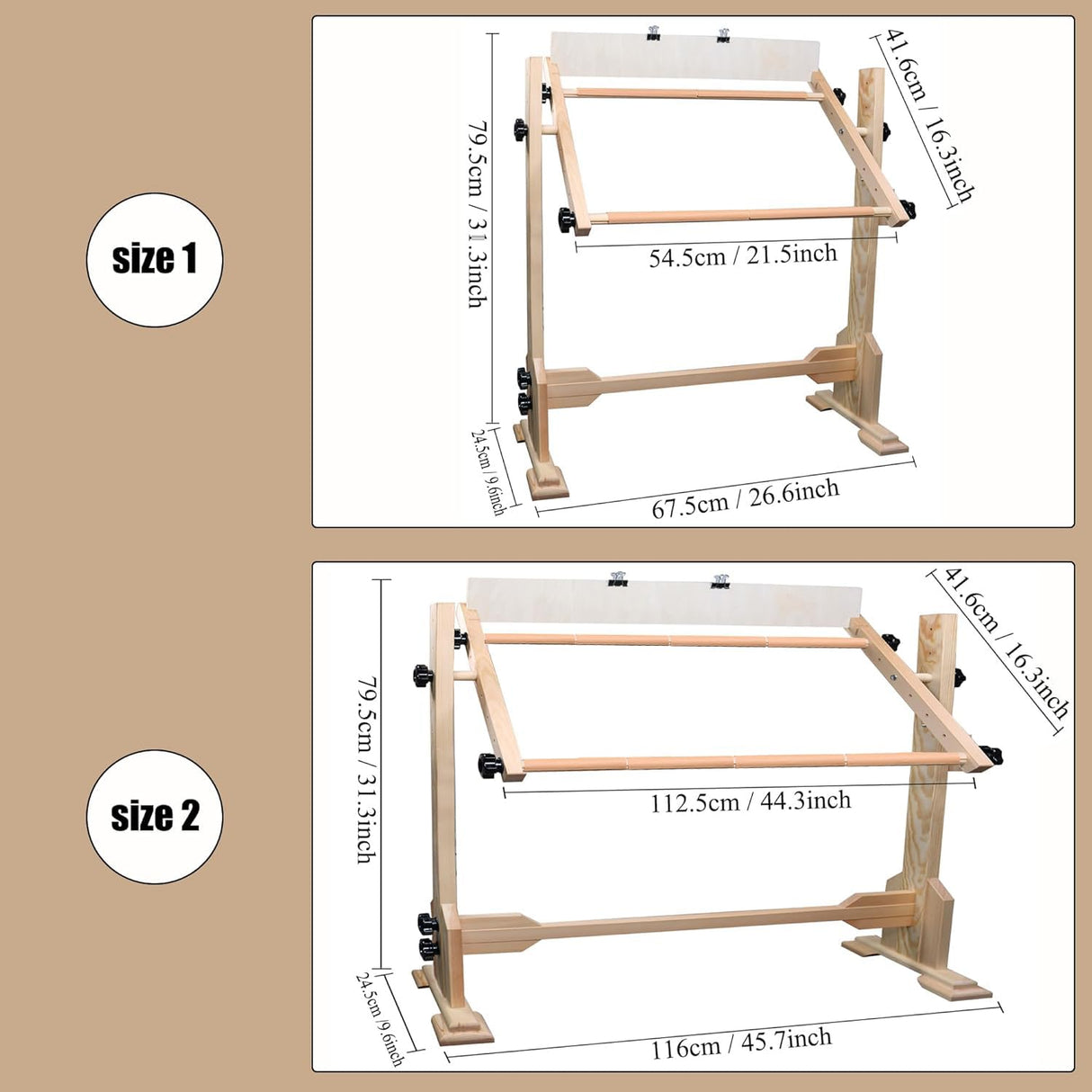 Needlework Table and Adjustable Embroidery Stand, Cross Stitch Hoop Stand, Beech Wood Tapestry Cross Stitch Embroidery Frame Holder(54.5x41.6 cm (21.5" x 16.3")) and(112.5x41.6 cm (44.3" x 16.3")) guofa