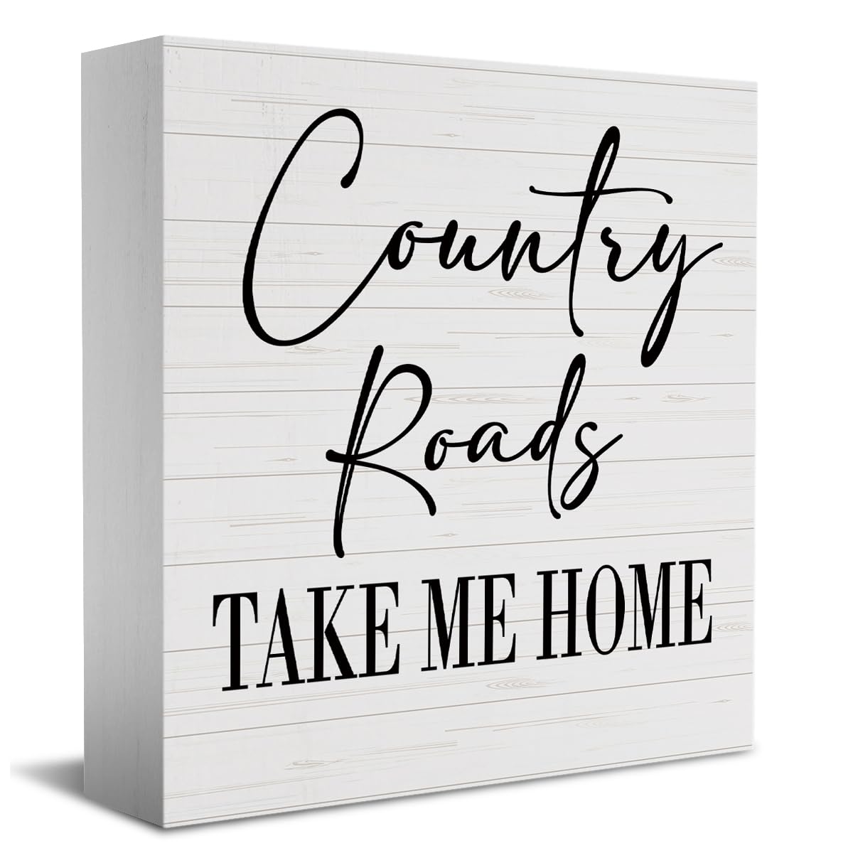 Country Home Farmhouse Sign Desk Decor Wooden Box Sign Housewarming Gift Rustic Wood Block Plaque Box Sign for Living Room Kitchen Bathroom Shelf Table Decoration Country Roads Take Me Home Sign HTBIG