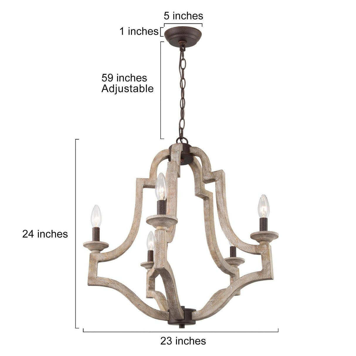 GEPOW Farmhouse Chandeliers for Dining Room, Rustic Wood Chandelier Lighting Fixture, 5-Light French Country Chandelier for Kitchen Island, Living Room, Bedroom and Entryway GEPOW