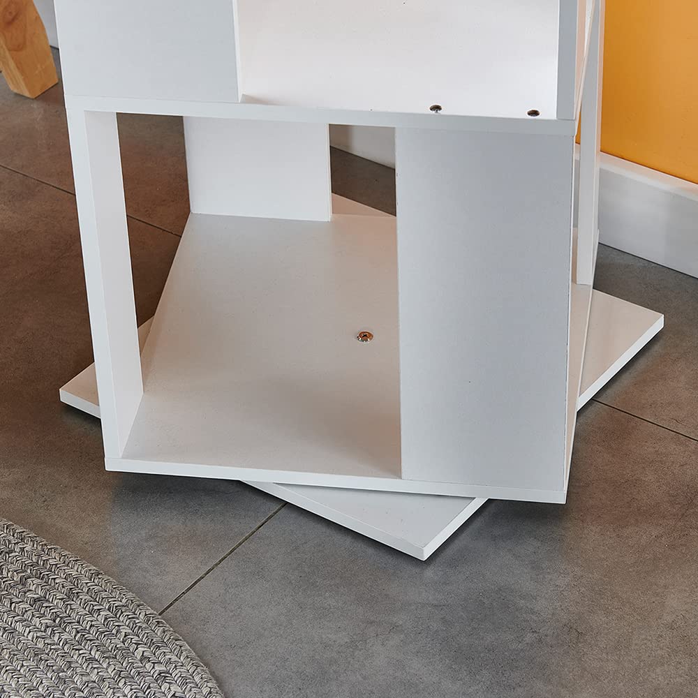 RVEE 360° Rotating White 6-Tier Corner Bookshelf for Home and Office RVEE