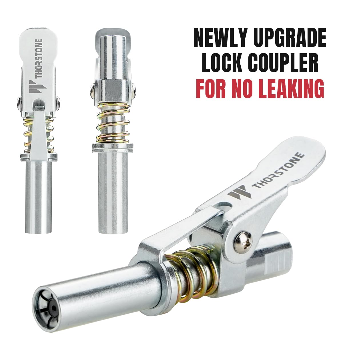 Thorstone Grease Gun Kit, 7000PSI Heavy Duty Pistol Grip Grease Guns Set| 14oz Load Capacity |18" Spring Flex Hose|1 Lock Coupler|1 Reinforced Coupler|1 Sharp Type Nozzle| 2 Extension Rigid Pipe Thorstone