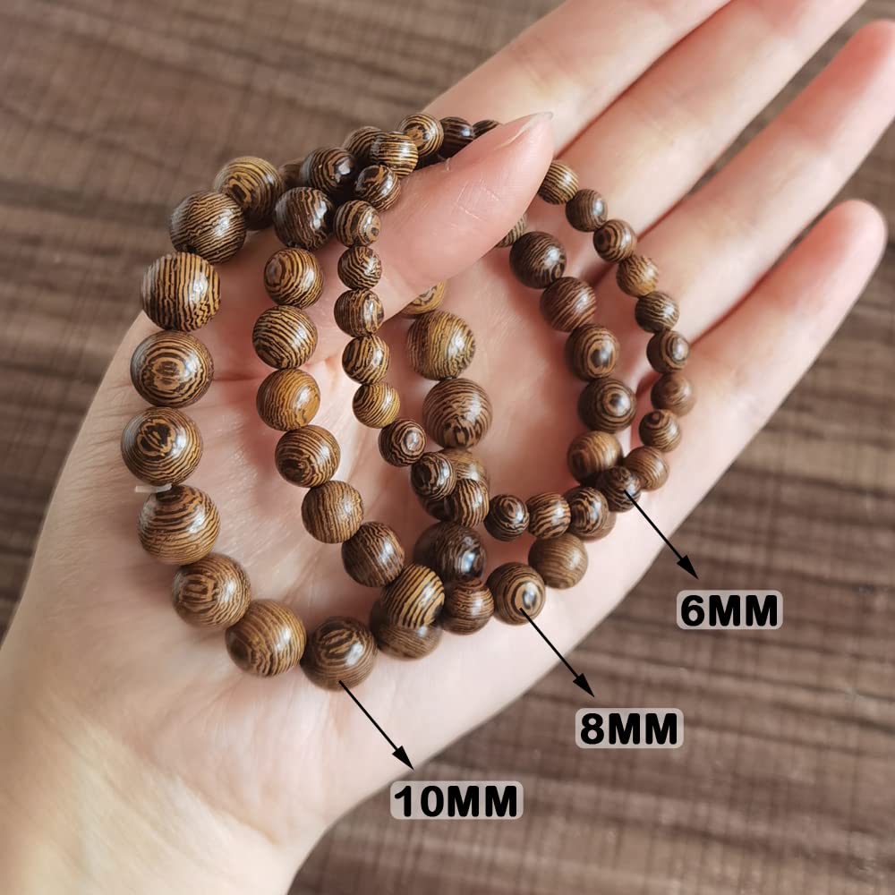 INSPIRELLE 1200pcs 6mm Dark Brown Wooden Beads Undyed Natural Stripe Round Wood Loose Craft Beads for Bracelets and Jewelry Making INSPIRELLE