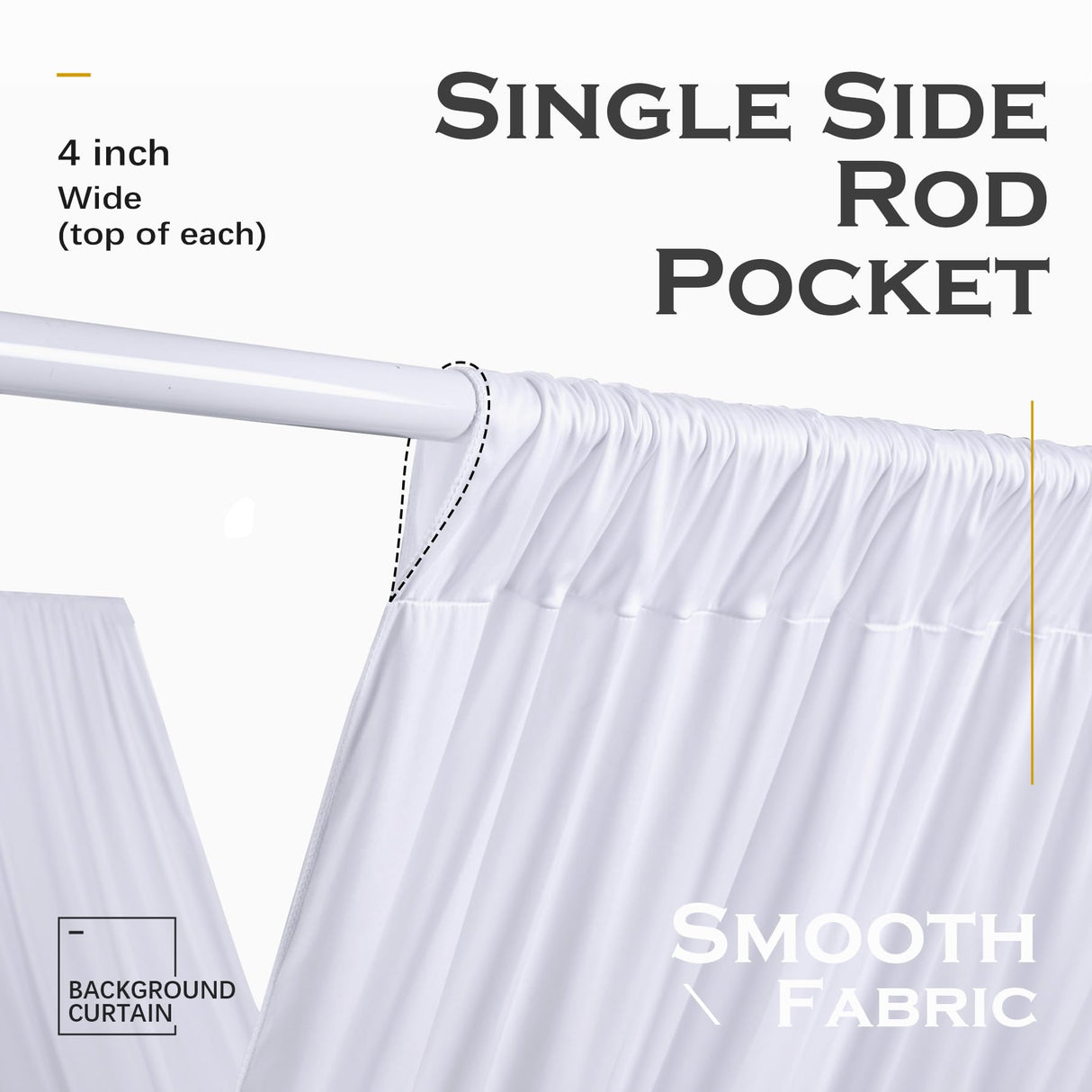 Party Village 40ftx20ft White Ceiling Curtain for Wedding Parties – 8 Panels Wrinkle-Free 20 FT Long Tent Draping Curtains for Wedding, Birthday & Theme Parties, 20ft Height with Rod Pocket Party Village