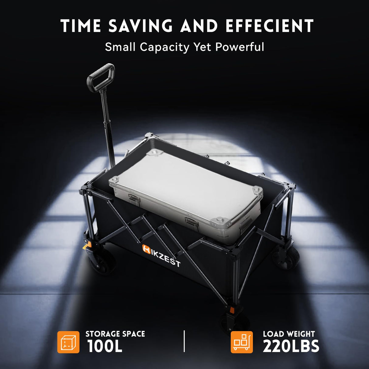 Hikzest Collapsible Wagon Cart Foldable, Utility Grocery Wagon with Wheels, Heavy Duty Lightweight Portable Folding Wagon for Outdoor Garden Sports and Shopping, Black Hikzest