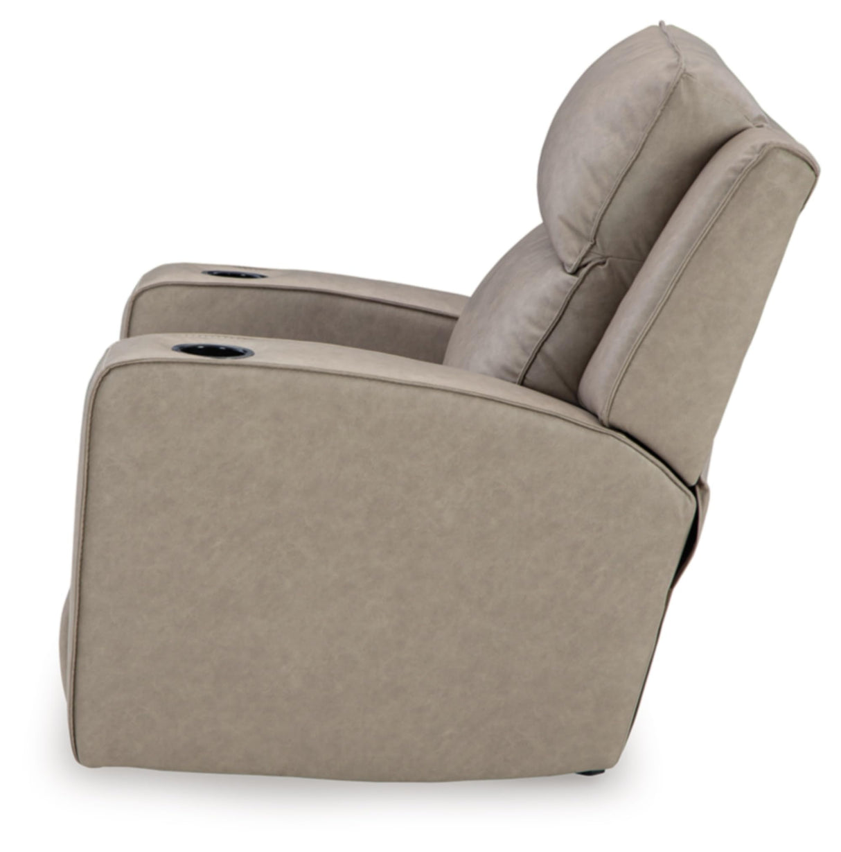 Signature Design by Ashley Lavenhorne Contemporary Faux Leather Upholstered Manual Rocker Recliner with 2 Cup Holders, Beige Signature Design by Ashley