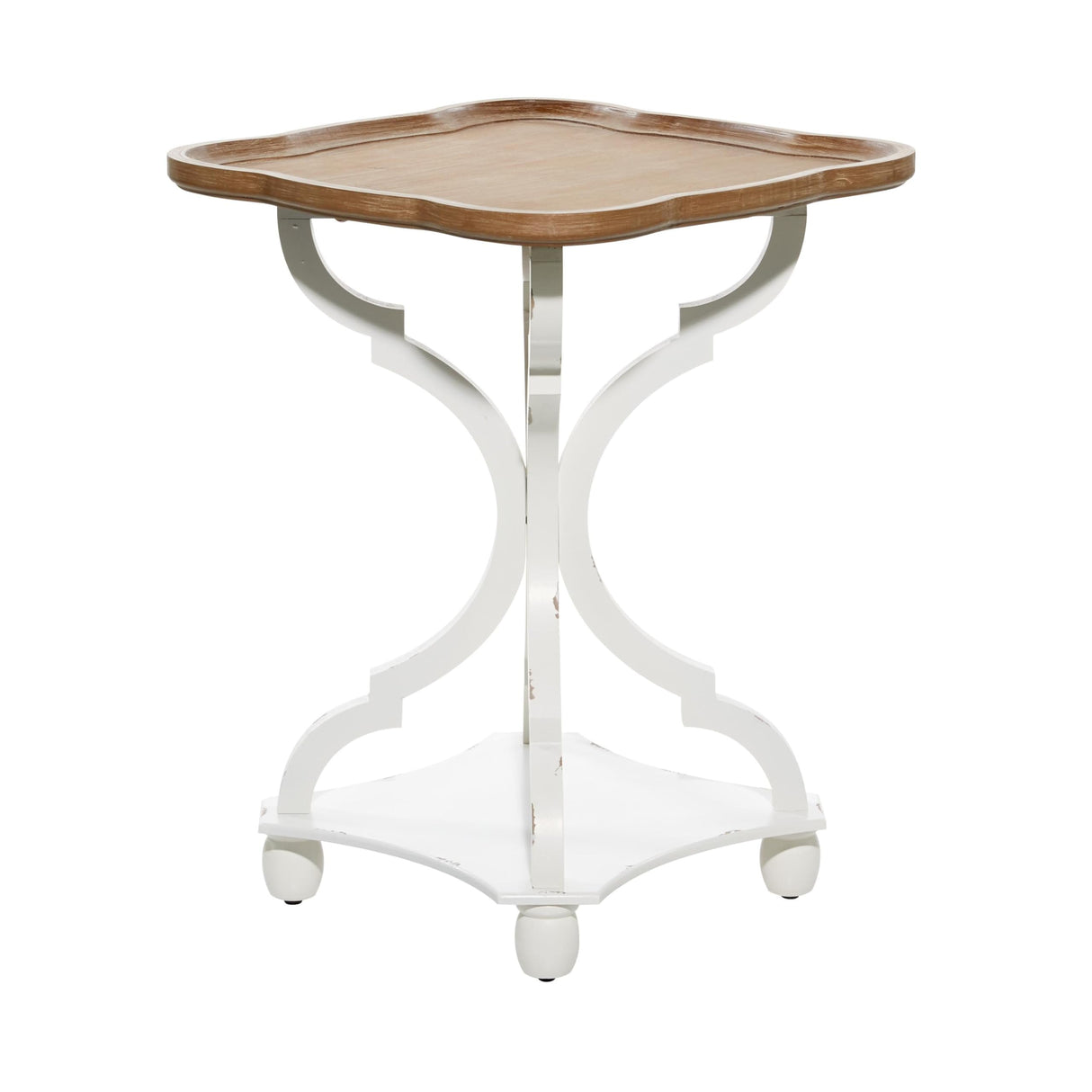 Deco 79 Wooden Side End Accent Table End Table with Brown Wood Top, Side Table 20" x 20" x 25", White Deco 79