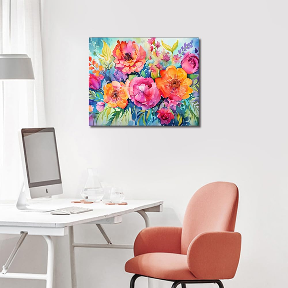 TUMOVO Flower Paint by Numbers Adult Paint by Number Floral Kids Paint by Number Kits Canvas DIY Oil Painting for Adults Kids Paint by Number Adult Paint by Number Kits Home Decor, 16 x20 Inch TUMOVO