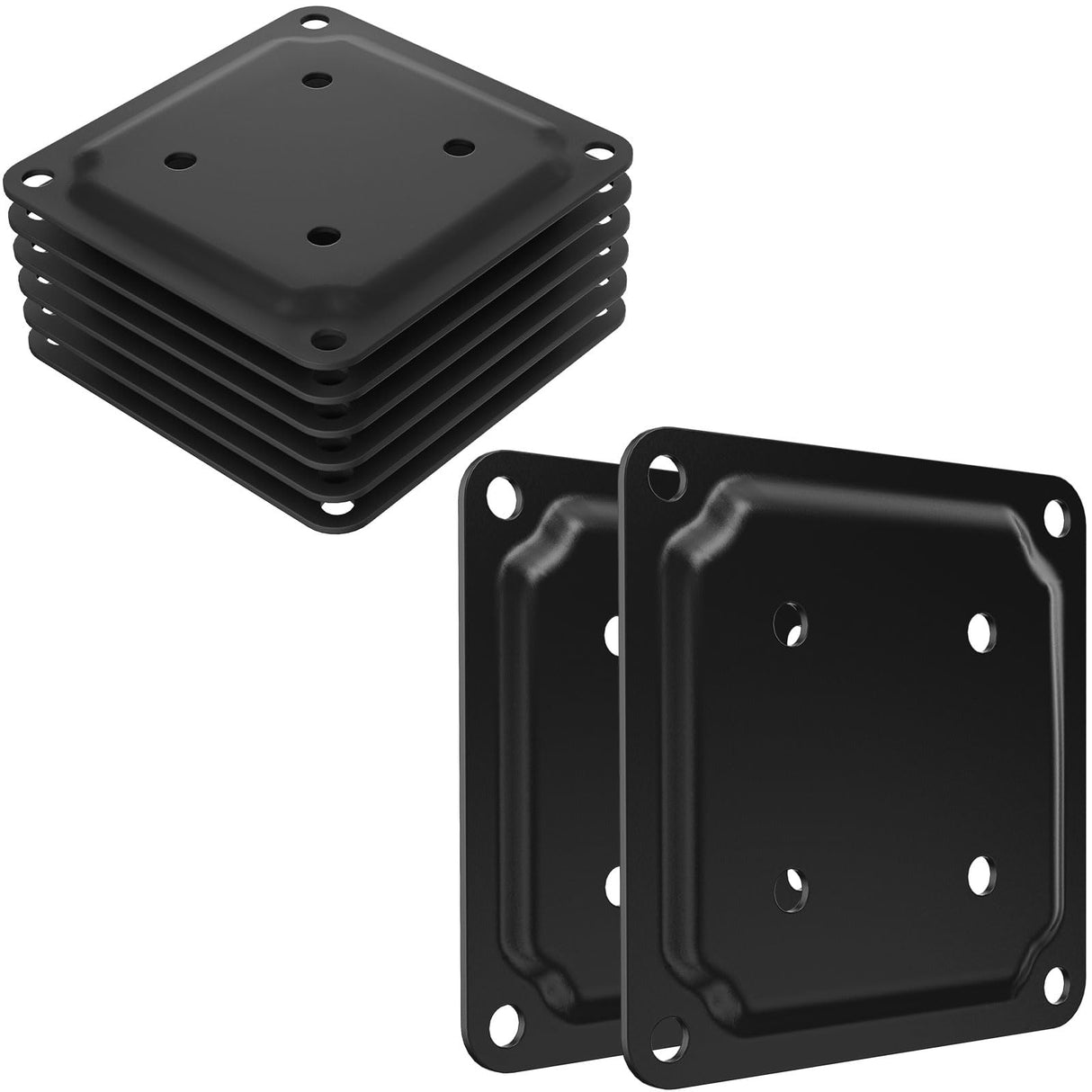 FOROIRON (8 Pack) 4" x 4" Wood Post Plate Connector, Powder-Coated Decking Post Base, Wood Fence Post Anchor Base, Deck Porch Railing Support Base FOROIRON