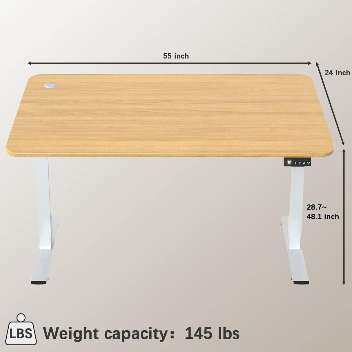 Furmax Electric Height Adjustable Standing Desk 55 x 24 Inches Large Sit Stand Up Desk Home Office Computer Desk Memory Preset with T-Shaped Metal Bracket, Nature Furmax