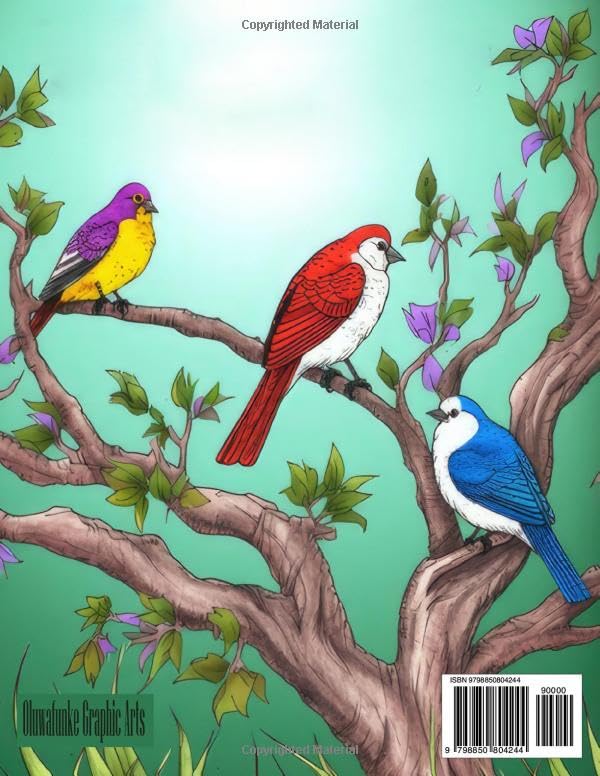Songbird Coloring Book: Coloring of Perched Passerine Birds for Adults Majosta