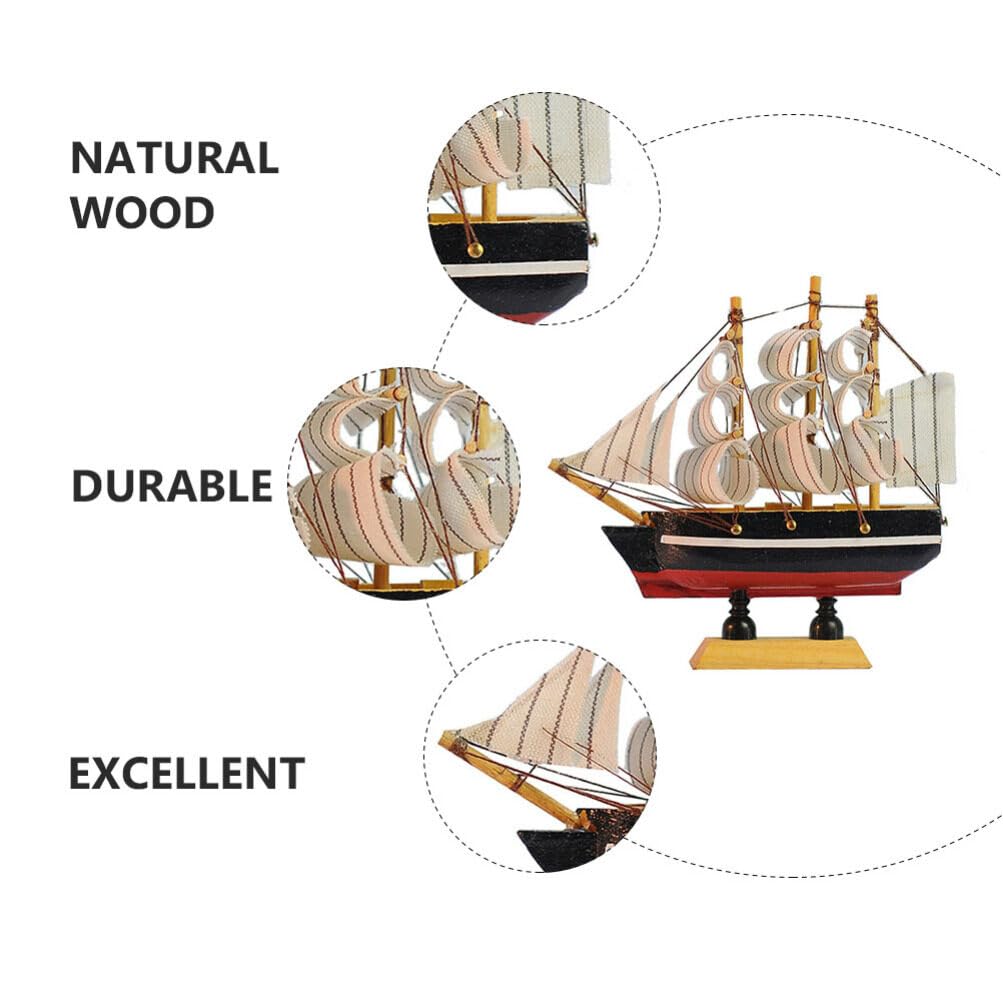 Wooden Sailboat Model Small Sailboat Ornament Retro Ship Decor Nautical Tabletop Boat Decoration Antique Boat for Home Office Ocean Theme Party (4.3 * 4.7in) Veemoon