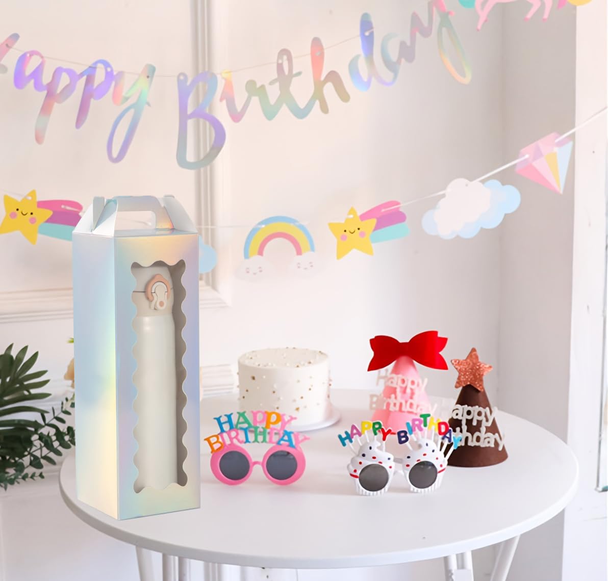 Hzzycaxli Christmas Gift Boxes with Handle for Sublimation Glass Cup,Tumbler Gift Box for 20oz/30oz Sublimation Glass Can Blanks, Wine Bottle Cup Wrapping Packaging Boxes (Laser&white-20p) Hzzycaxli