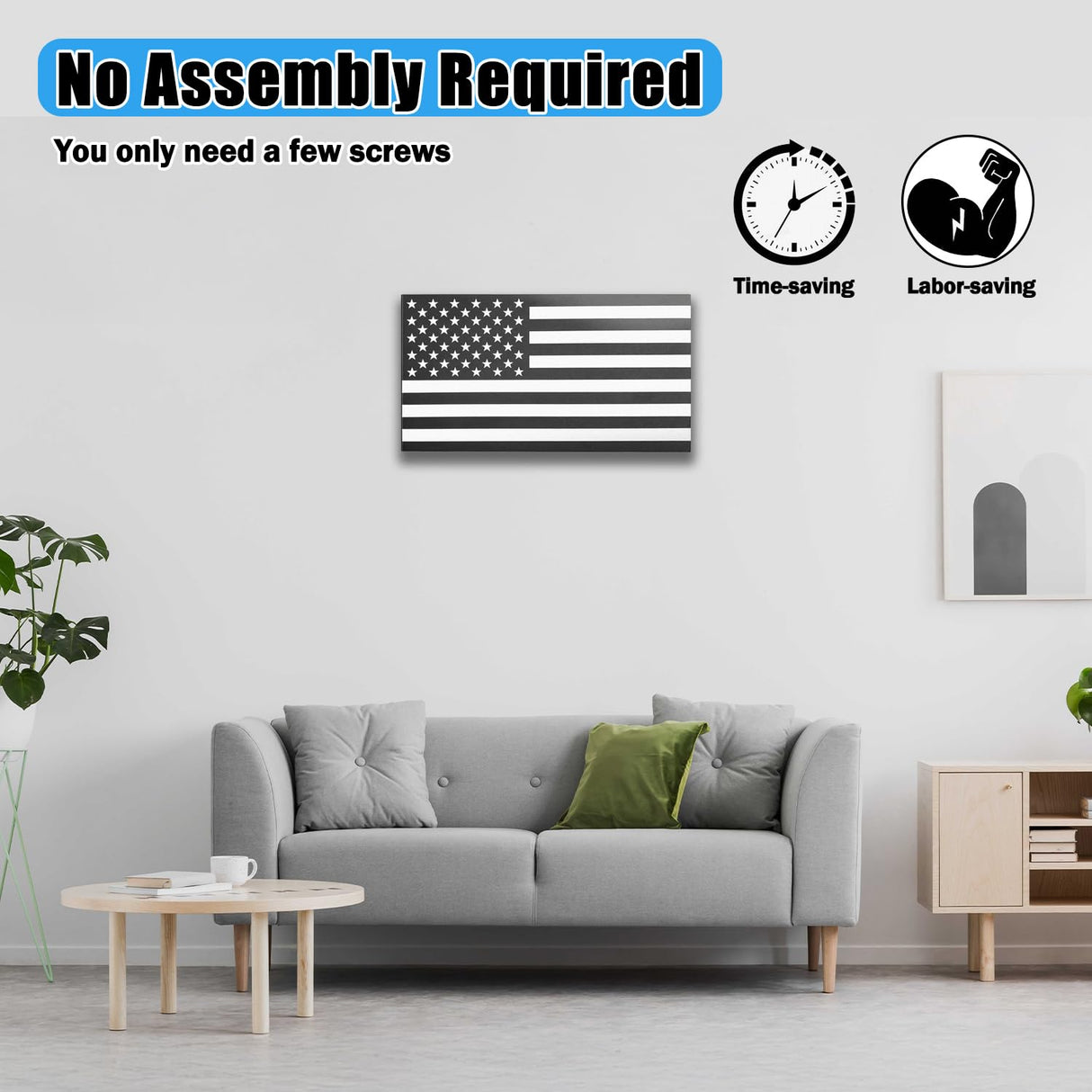 BUYYAH American Flag Gun Concealment Case, 19.7" x 11.8" x 4.9" American Flag Wall Hanging Concealed Gun Cabinet, Combination Lock All Iron Frame for Police Gift BUYYAH