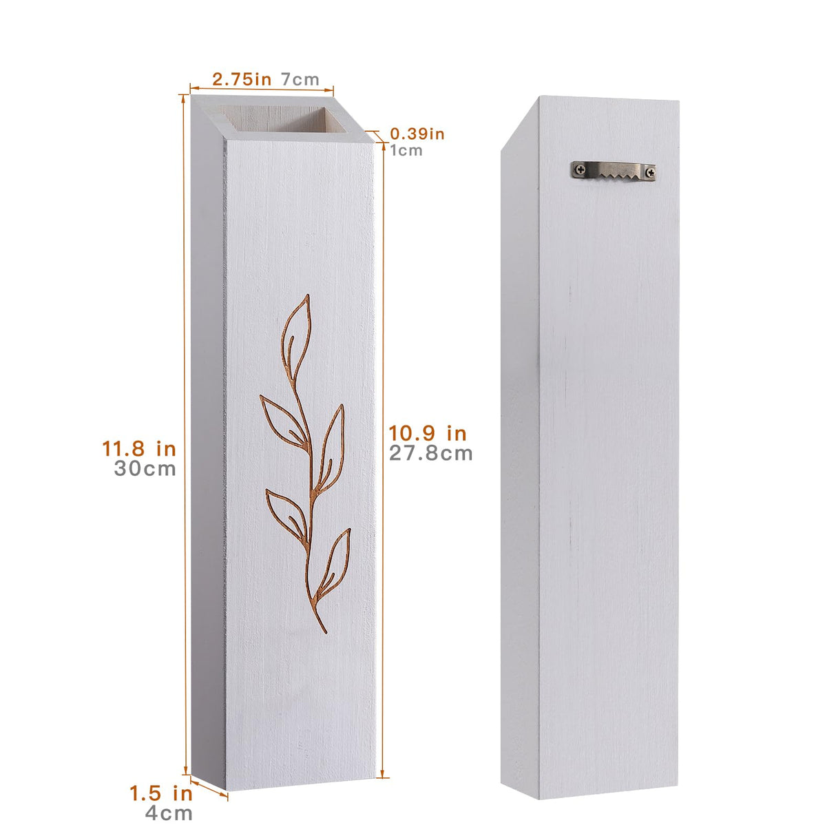 BOTOP Wood Wall Planter, Farmhouse 4 Pack Indoor Pocket Wall Vases Decor for Living Room Bedroom Dried Flowers Faux Greenery Plants (White) BOTOP