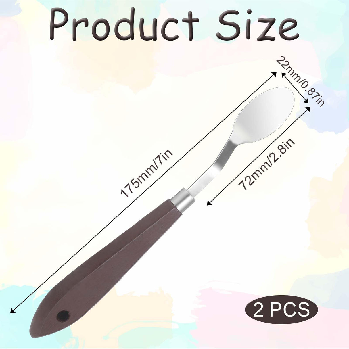 2Pcs Palette Knife No.20 Palette Knives 22mm Width Pallet Knife Stainless Steel Oval Art Paint Spatula with Wood Handle Metal Palette Knife for Oil Acrylic Canvas Mixing Spreading Cake Decorating Styquenzer