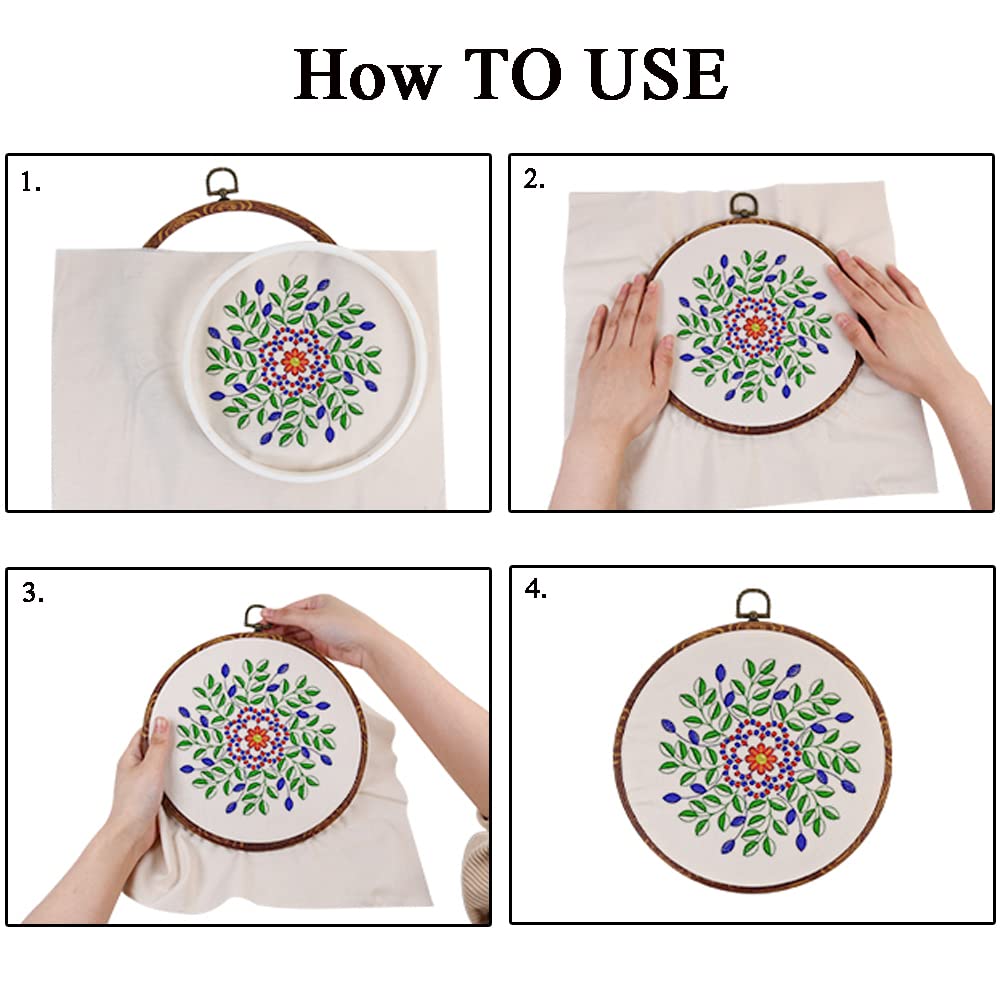 5 Pieces 8 inch Round Embroidery Hoops, Imitated Wood Plastic Display Frame for Cross Stitch Embroidery Round Hoops Arts Decoration guofa