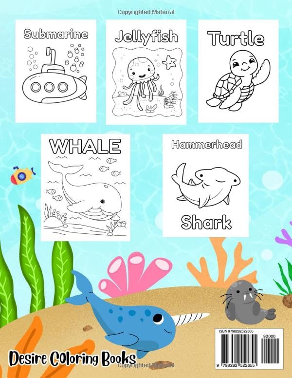 My First Ocean Theme Coloring Book: 50 Bold and Easy Designs | Perfect Gift for Babies, Toddlers, and Kids ages 1-2 and 2-4 (My First Toddler Coloring Books) WoodArtSupply
