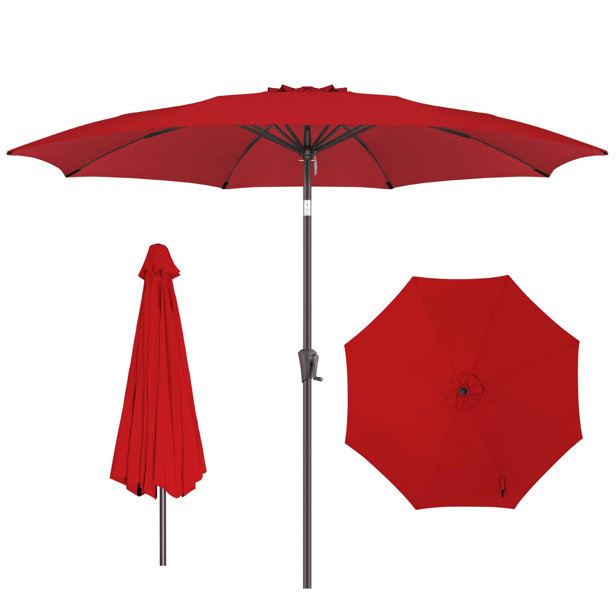 FLAME&SHADE 11 ft Outdoor Market Patio Table Umbrella with Fiberglass Rib Tips and Tilt, Red FLAME&SHADE