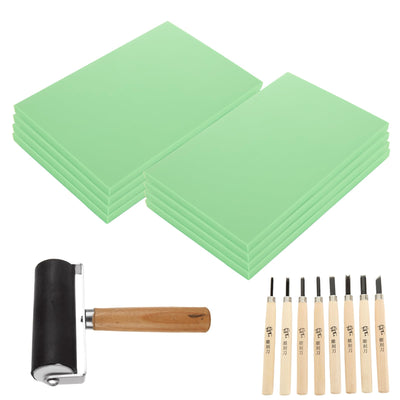 GBACHOOSE 8 Pack 4"x6" Rubber Stamp Making Kit, Rubber Stamp for Carving Rubber Carving Blocks DIY Rubber Stamp Kit for Printmaking, Printing DIY Crafts