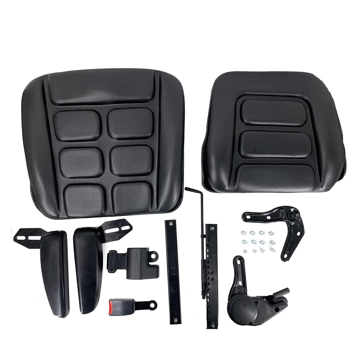 YILIKISS Universal Adjustable Forklift Seat with Safety Belt and Armrest,Adjustable Backrest Tractor Seat Replacement for Tractor Excavator, Skid Loader, Backhoe Dozer Telehandler YILIKISS