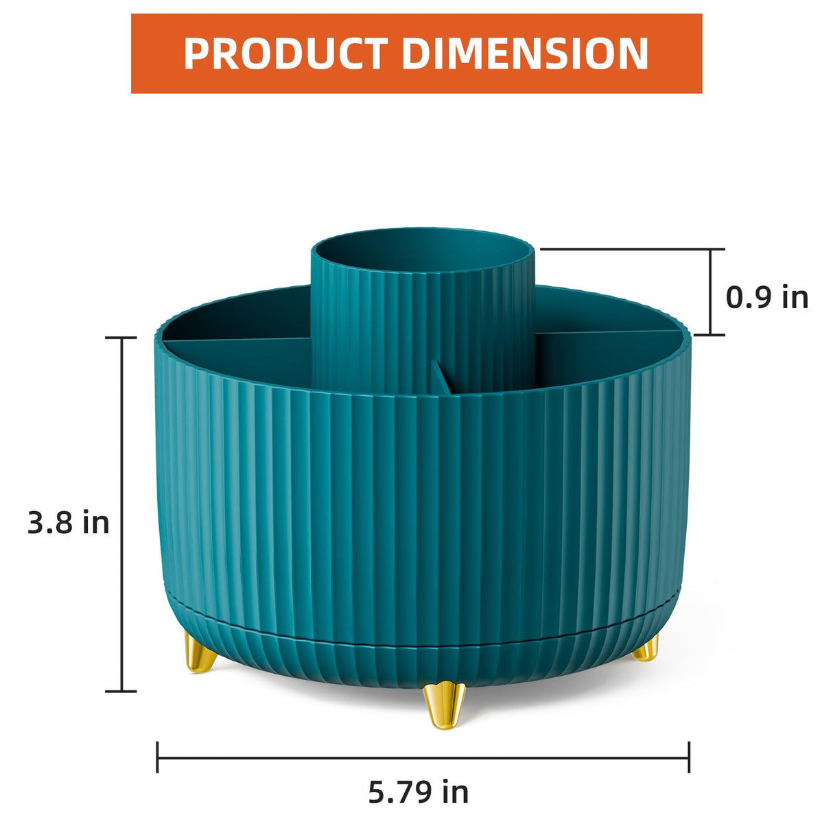 Marbrasse Desk Organizer, 360-Degree Rotating Pen Holder for Desk, Desk Organizers and Accessories with 5 Compartments Pencil Organizer, Art Supply Storage Box Caddy for Office, Home(Green) Marbrasse