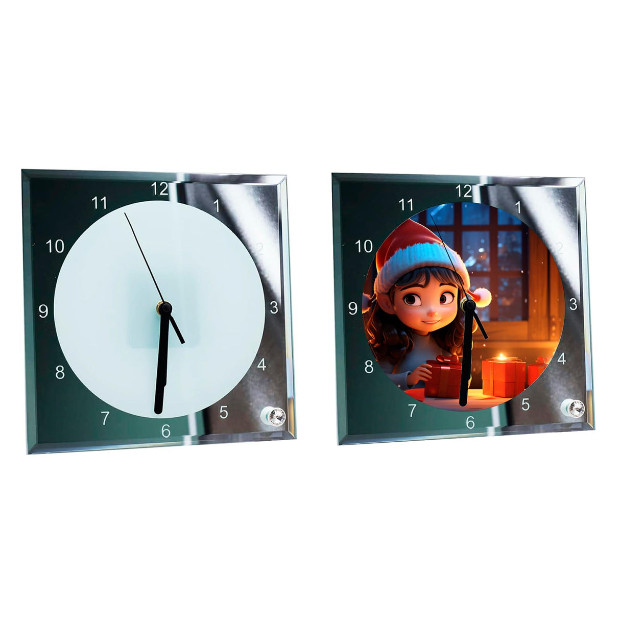 H-E 20pcs/CTN * 7.8" x 7.8" Sublimation Blank Clock Glass Photo Frame DIY Decor Heat Press Clock - In US Stock H-E