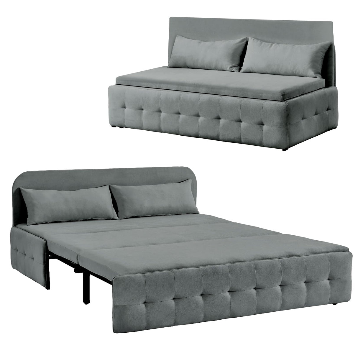 HOMNSO Convertible Queen Sleeper Sofa Bed,2-in-1 Futon Sofa Bed,Loveseat Sleeper Sofa Couch with pullout Bed for Living Room, Bedroom, Balcony, RV, Dark Gray HOMNSO