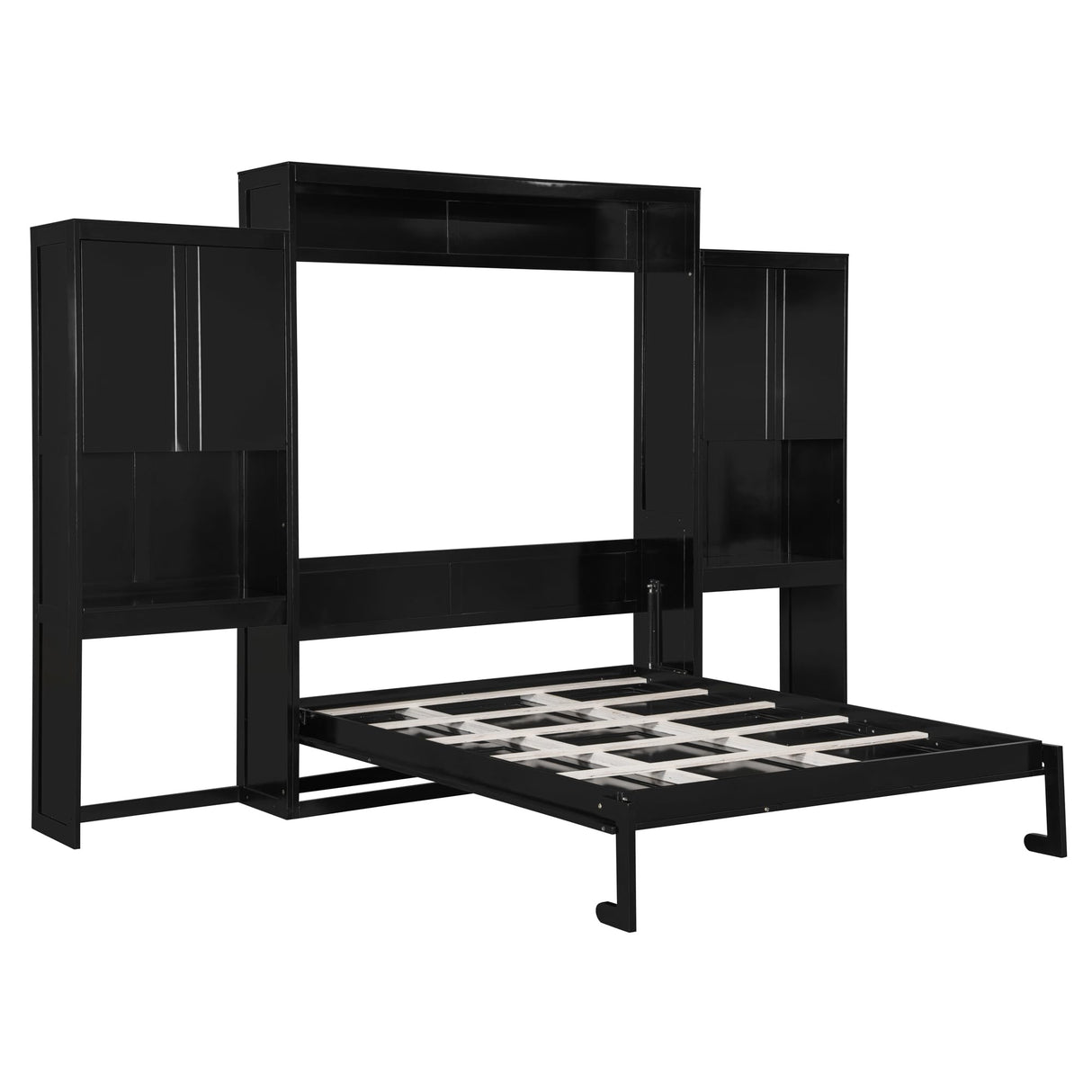 Brabrety Queen Size Murphy Bed with Desk,Vanity and Cabinets,for Small Spaces Studio Study Office Guest Room Use (Espresso#Vanity, Queen) Brabrety