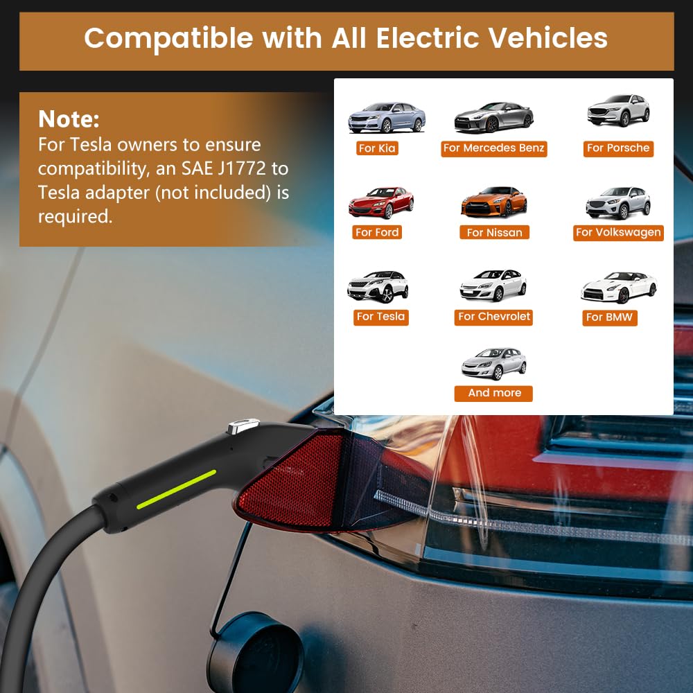 AWESAFE Electric Vehicle Charger Level 2 EV Charger, 7.6KW Portable Fast Charger with J1772 Connector, 32Amp NEMA 14-50 Plug, Scheduled Charging, Plug-in Home EV Charging Station AWESAFE
