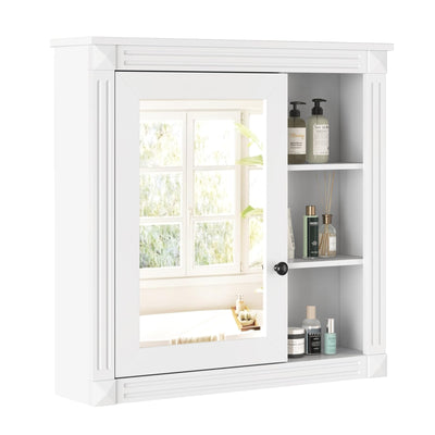 Merax Bathroom Medicine Cabinet with Mirror Door & Adjustable Shelves, 30" x 28" Wall Mounted Storage Cabinet Over The Toilet