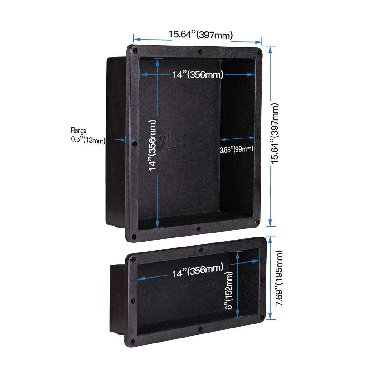 Zigzag Easy Installation Waterproof Double Recessed Shower Shelves Niche, ABS Plastics Bathroom Shower Niche 16 × 24 Inches for Shampoo, Soap and Foot Rest Zigzag