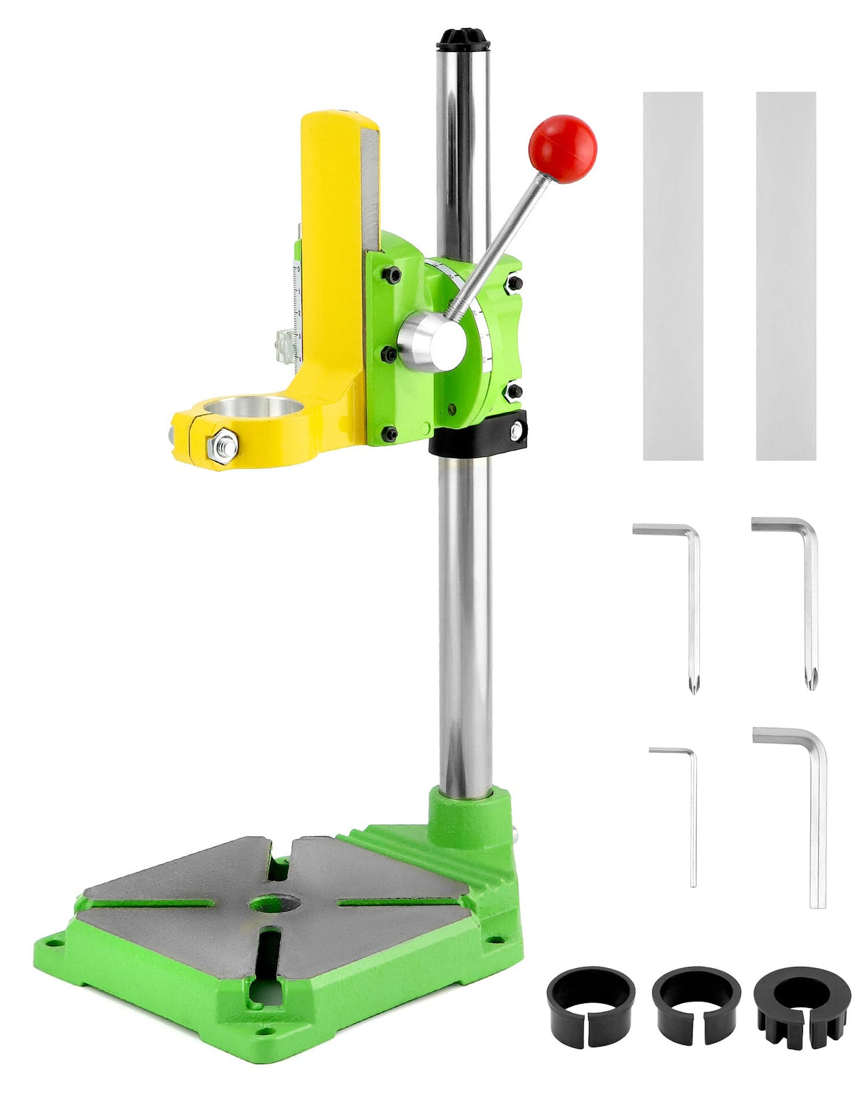 QWORK Drill Press Stand, Heavy Duty Floor Drilling Press/Rotary Tool Workstation,Table Top Drill Press 90° Rotating Fixed Frame for Drilling Collet, Drill Press Table, Drill Workbench Repair QWORK