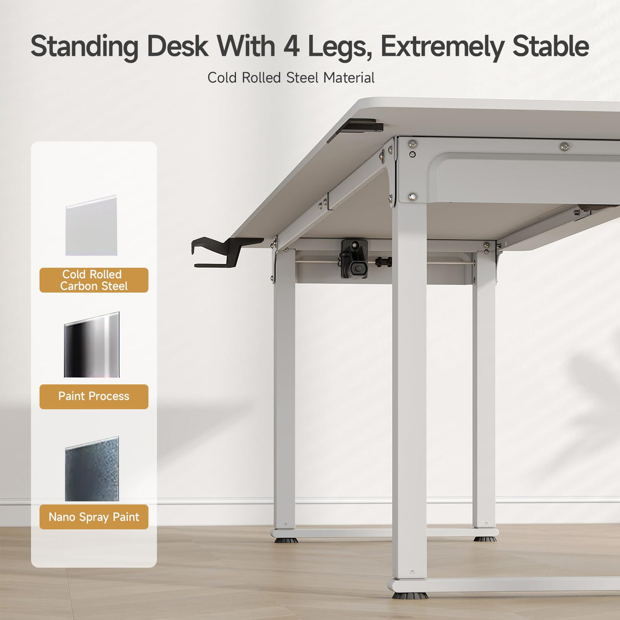 ONBRILL Standing Desk, 63x29.5 Inches Stand Up Desk with 4 Legs, Rectangle Desk with 2 Dual Motor & Memory Controller, Sit Stand Desk Adjustable Height from 28-46" for Computer Workstation, White ONBRILL