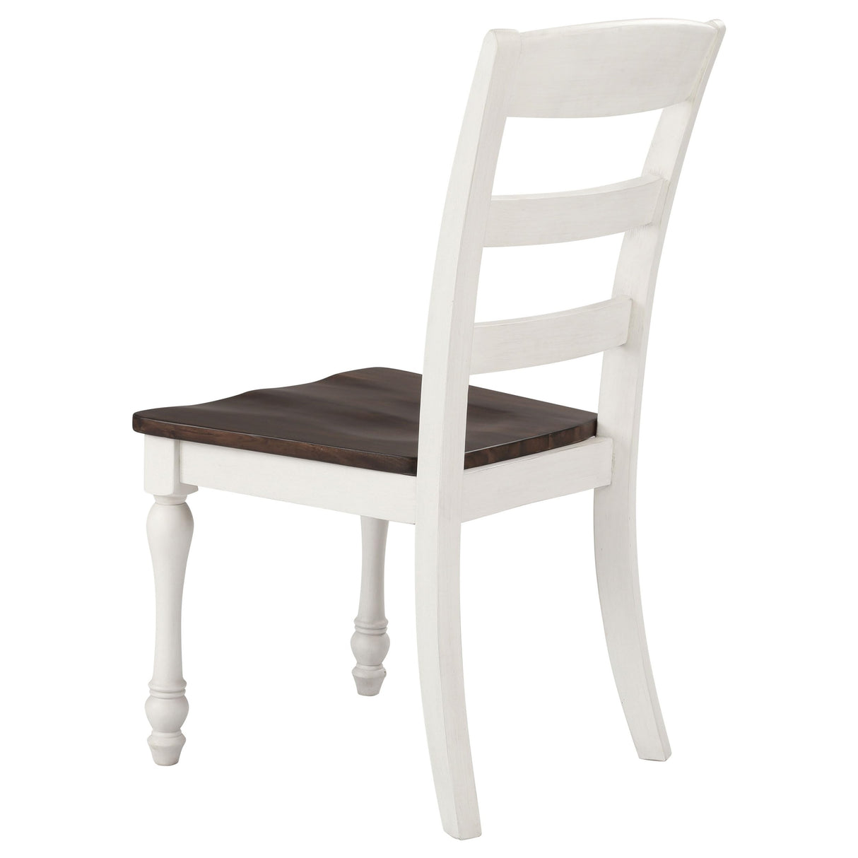 Coaster Home Furnishings - Madelyn - Wood - Set of 2 Farmhouse Dining Side Chairs with Ladder Backs, Saddles, Scooped Seats and Turned Legs - Dining Room - Coastal White and Dark Cocoa - 110382 Coaster Fine Furniture