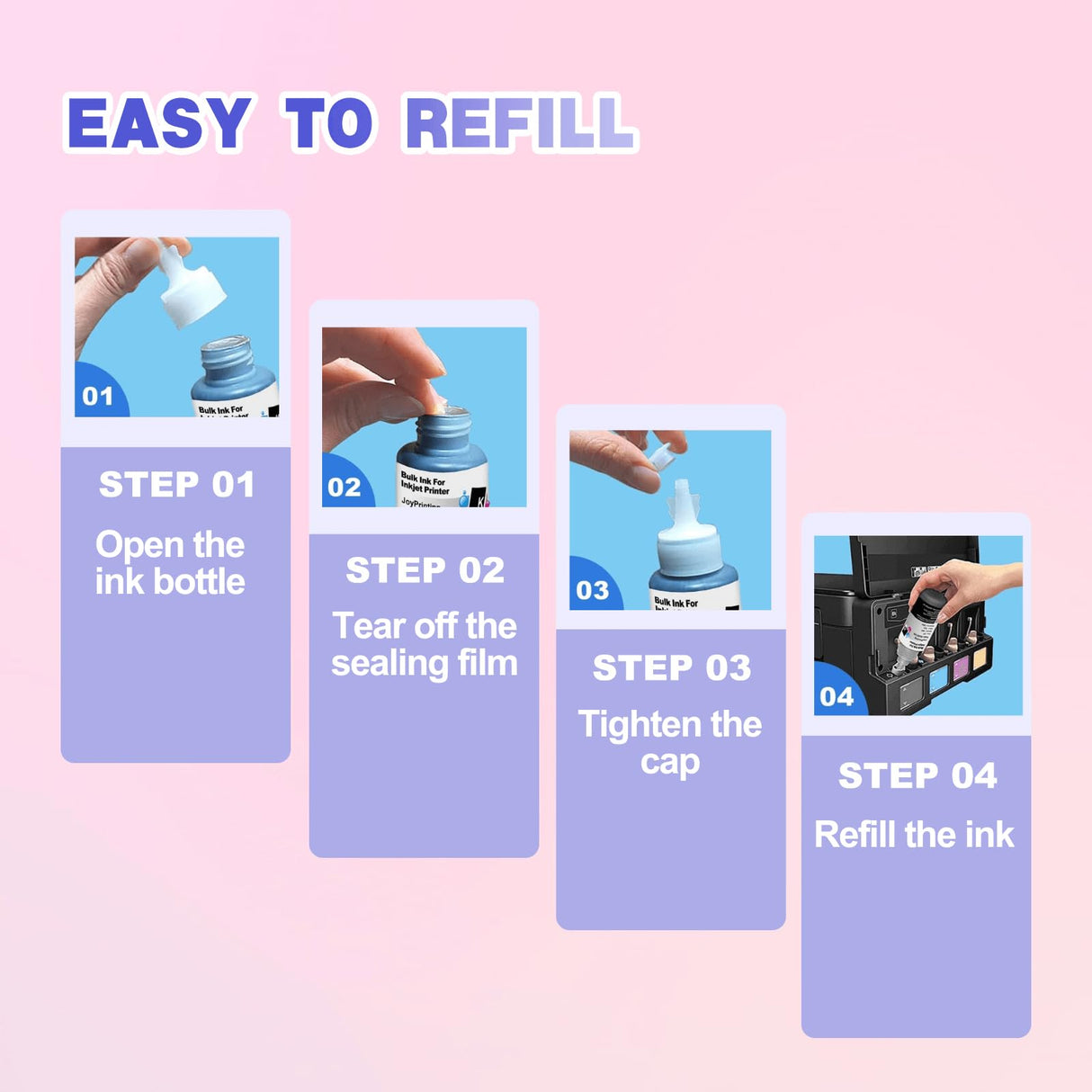JoyPrinting 664 Ink Refill Bottles Replacement for T664 Ink Work for ET-2650 ET-2500 ET-2550 ET-2600 ET-4500 ET-3600 ET-16500 L100 L110 L120 L200 L210 L300 L350 L355 L550 L555 Printers (5 Pack) JoyPrinting