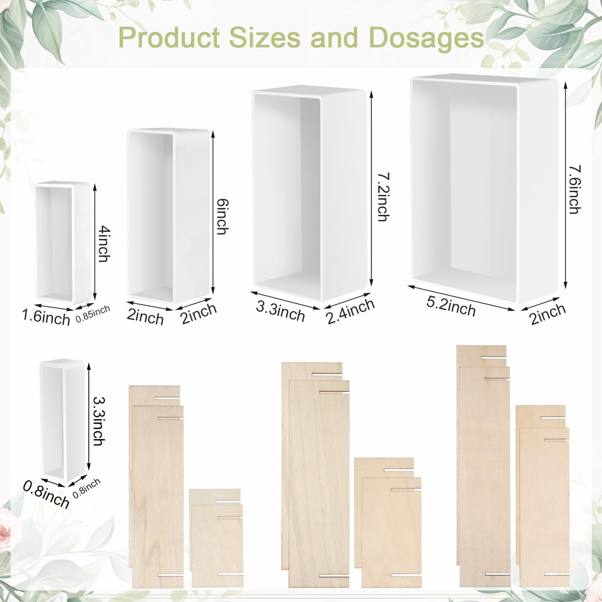 Large Resin Molds, Rectangle Silicone Molds for Epoxy Resin, 5 PCS Cuboid Resin Moulds with Wooden Support, Deep Casting Molds for Preserving Flowers, Insect Specimens, DIY Gifts, Furniture Decoration KISREL