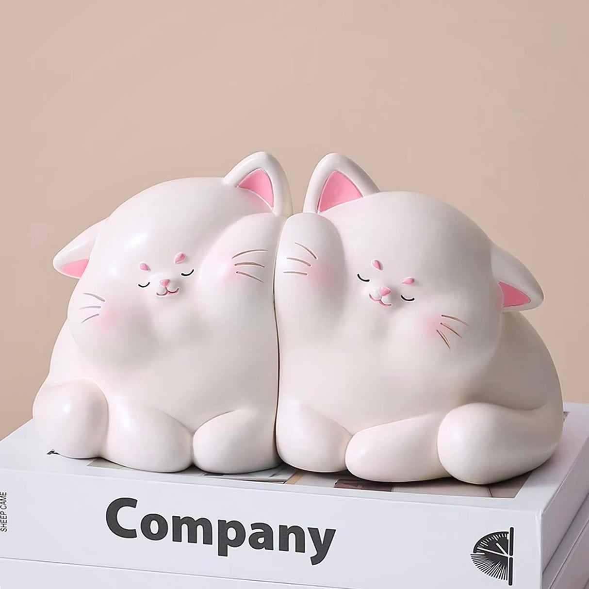 Cute Cat Book Ends for Shelves, Non-Slip Bookends for Heavy Books, Decorative Book Ends for Kids, Unique Bookends to Hold Books, Book Holders for Shelves, Book Stopper Cat GEPNUOQT