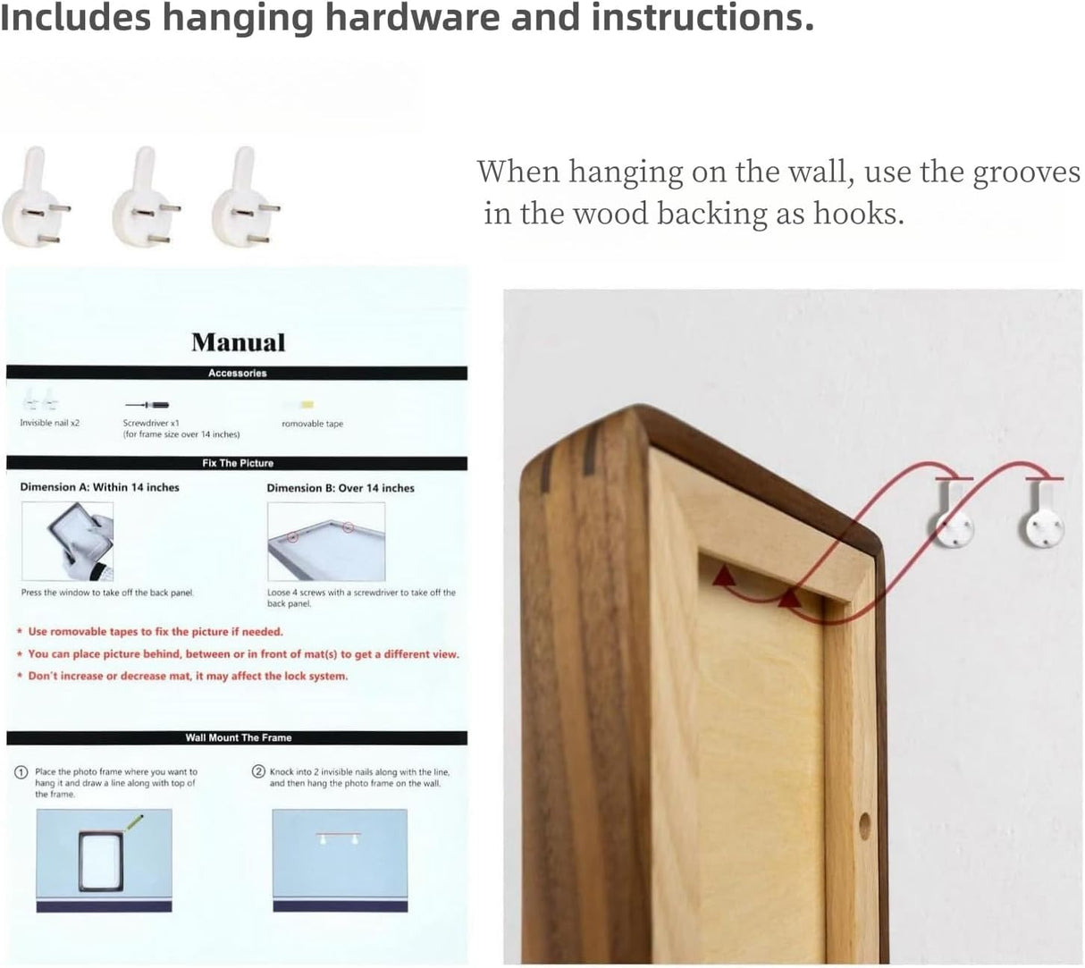 FLECHAZO 6x8 Picture Frame Wood with 5x7 Mat, Natural Solid Walnut Wooden 6 by 8 Photo Frames for Tabletop or Wall Mounting Display FLECHAZO