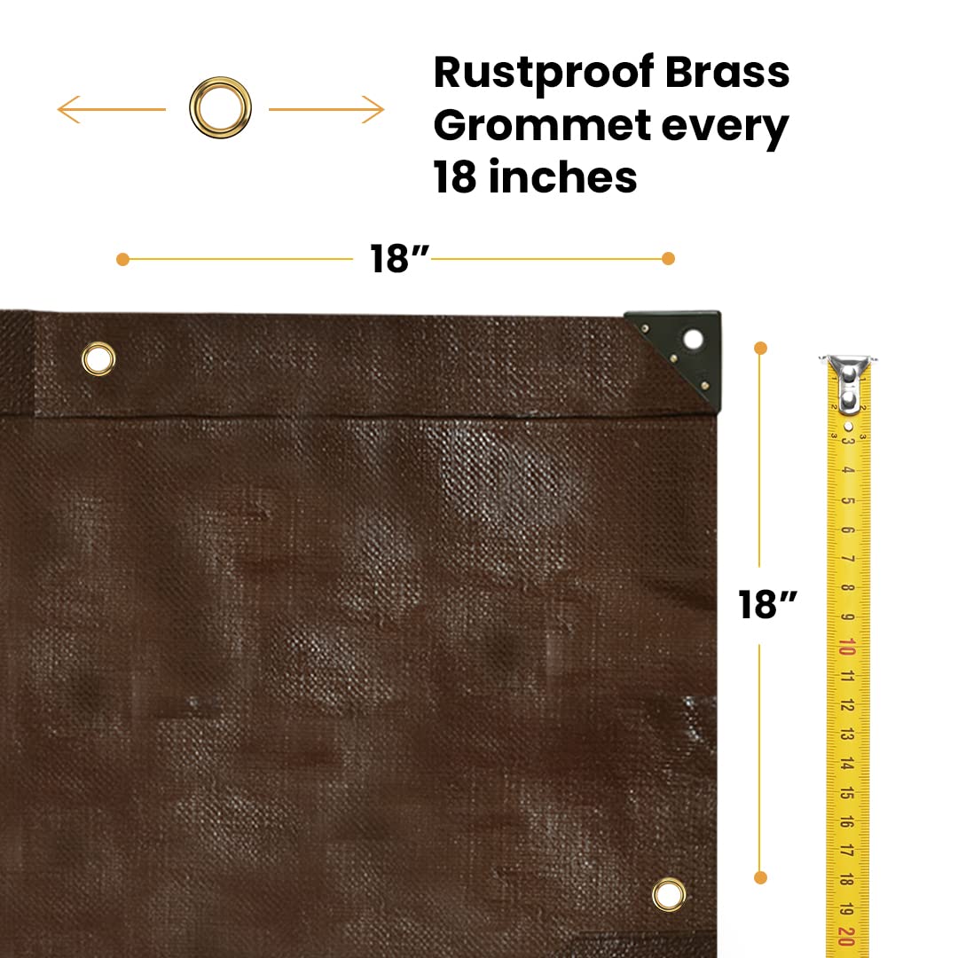 WHITEDUCK Super Heavy Duty Poly Tarp Cover 16 Mil & 10 Mil with Grommets and Reinforced Edges (Brown, White & Silver Black) (Brown- 16 Mil, 20' x 40') WHITEDUCK