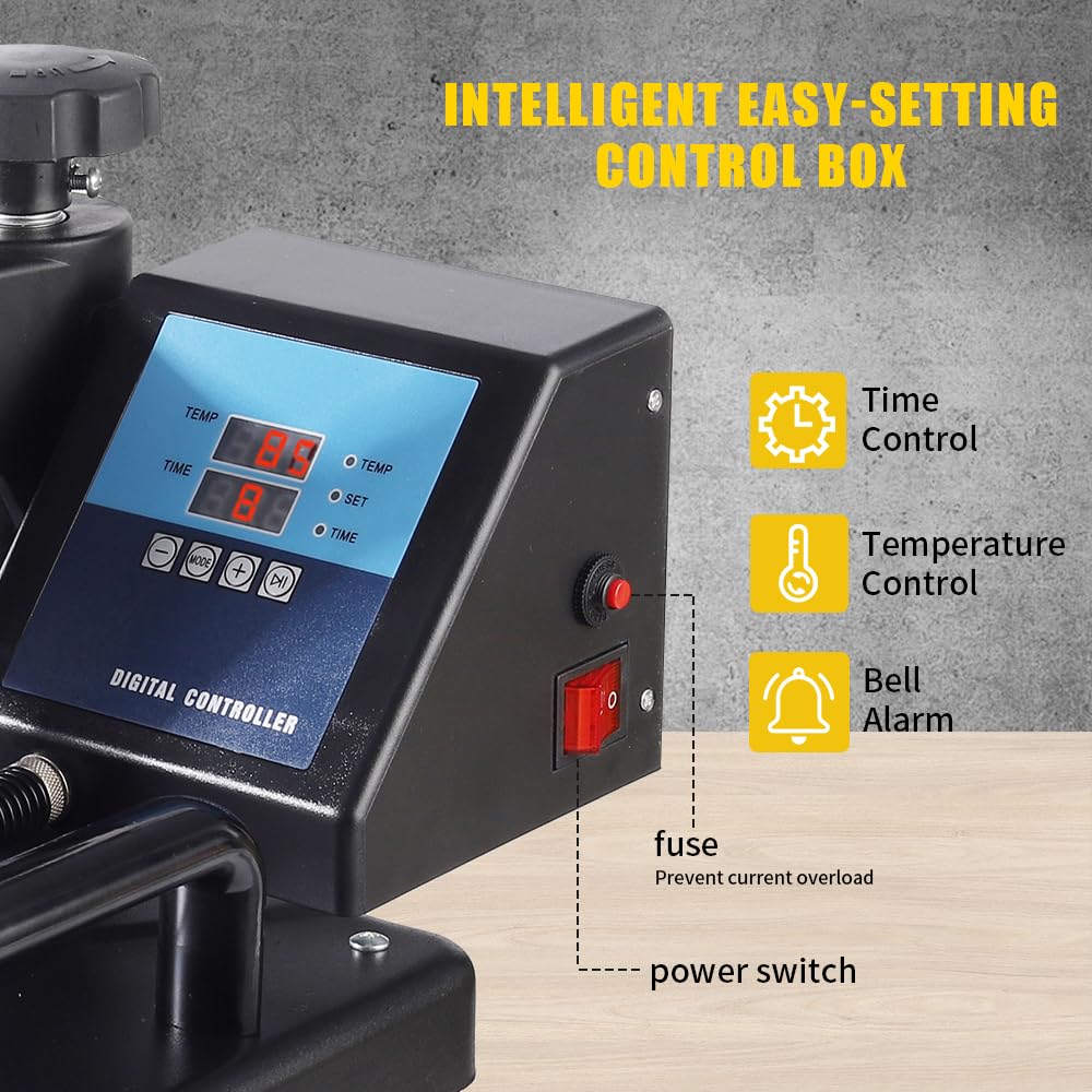 SHUOHAO Upgraded 15 in 1 Heat Press Machine for T-Shirts,Hats,Mugs,Pens &More 12x15 Inch Heat Press 360-Degree Rotation Swing Away Sublimation Machine Dual-Tube Tshirt Press Machine Digital Control SHUOHAO