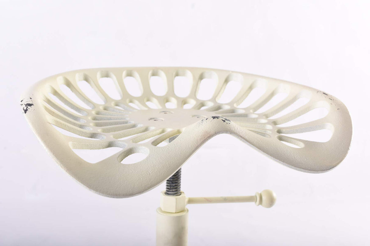 Diwhy Rustic Industrial Farmhouse Tractor Seat Adjustable Height 21.65-27.56in Bar Stool Industrial Bar Chair (Aged White, Cast Iron) Diwhy