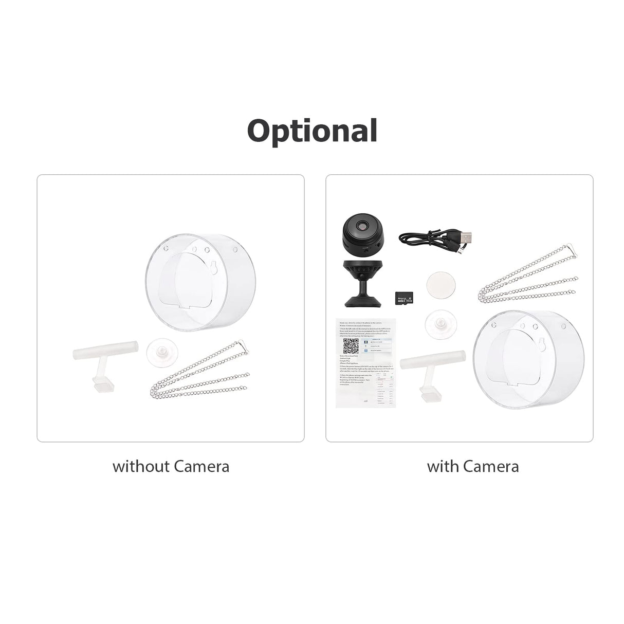 Clear Window Bird Feeder with Wifi Camera Suction Cup, Smart Transparent Round Birdfeeder with 16GB TF Card Photo Taking Video Recording IR Night Vision, Outside Birdhouse for Close Up View Outdoors Irfora